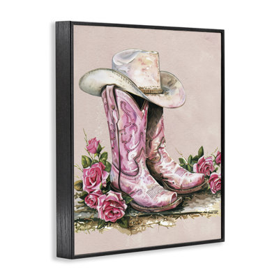  Glam Bling Cowgirl Boots Framed Giclee Art by Lettered and Lined