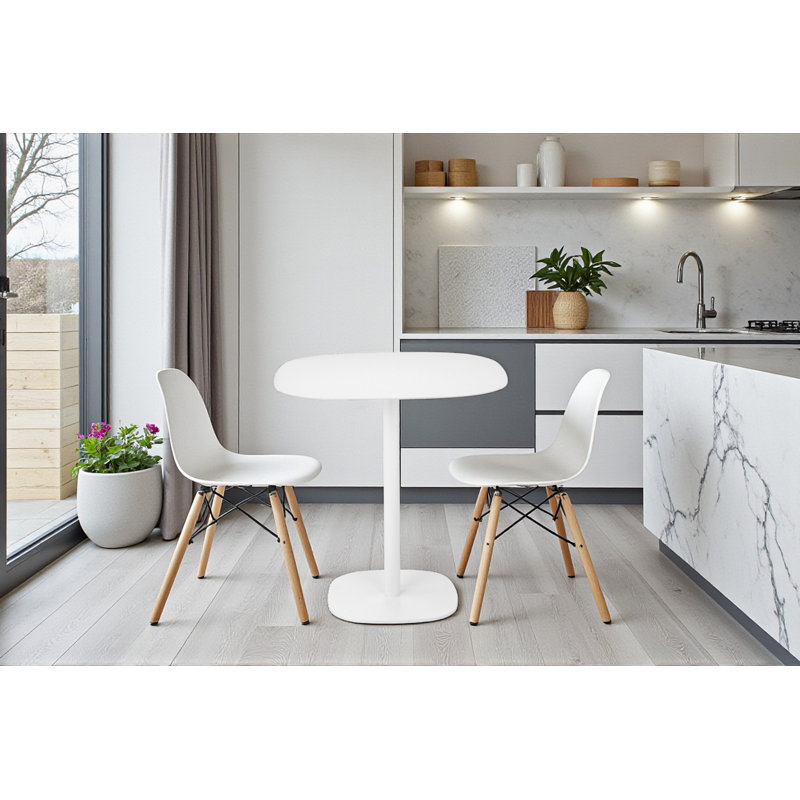 Pangea Home Panna Lucillie Dining Table - All-Metal White Dining Table – Modern 4-Person Dining Table for Kitchen or Dining Room- White Dining Table