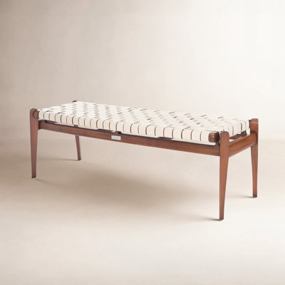 Kenan Genuine Leather Upholstered Bench