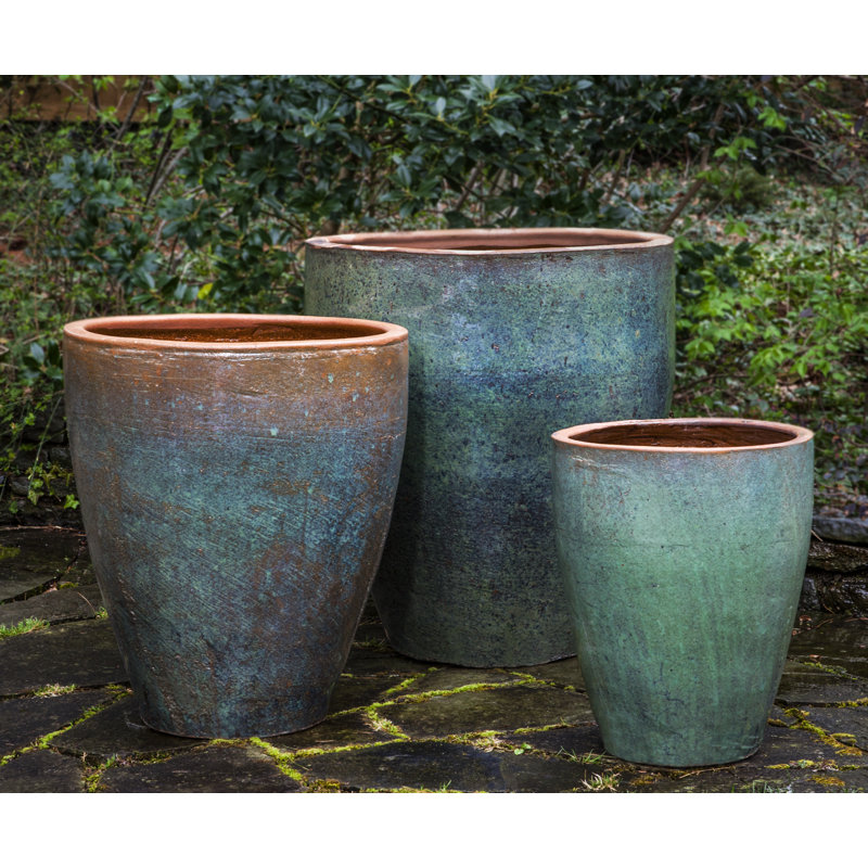 Borger Handcrafted Terracotta Indoor / Outdoor Pot Planter, Rustic Green
