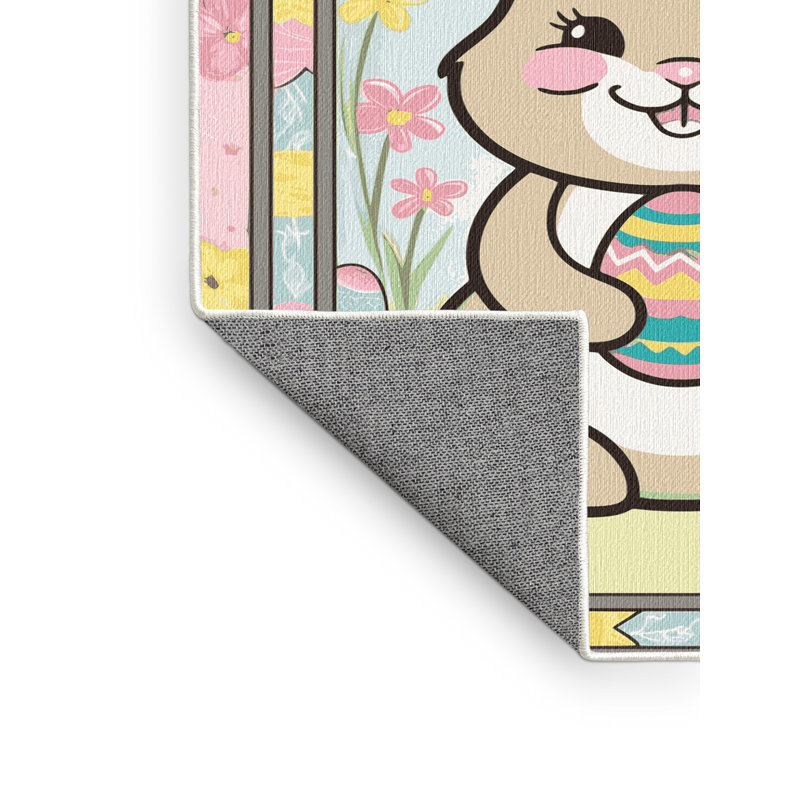 The Holiday Aisle® Washable Easter Spring Holiday Rug, Rectangle 7' x 10'