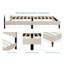Structure de lit tapissier grand crème blanc, tête de lit capitonnée, design Mid-Century moderne, aucun sommier tapissier requis, tissu bouclé doux