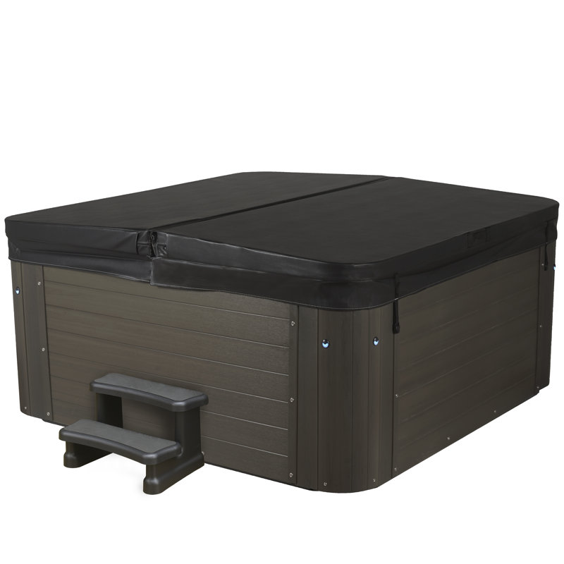 Amplified 6-Person Square Grey and White Hot Tub with 100 Jets