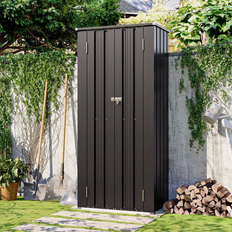 3 Ft. W X 3 Ft. D Outdoor Galvanized Steel Storage Shed With Shelves