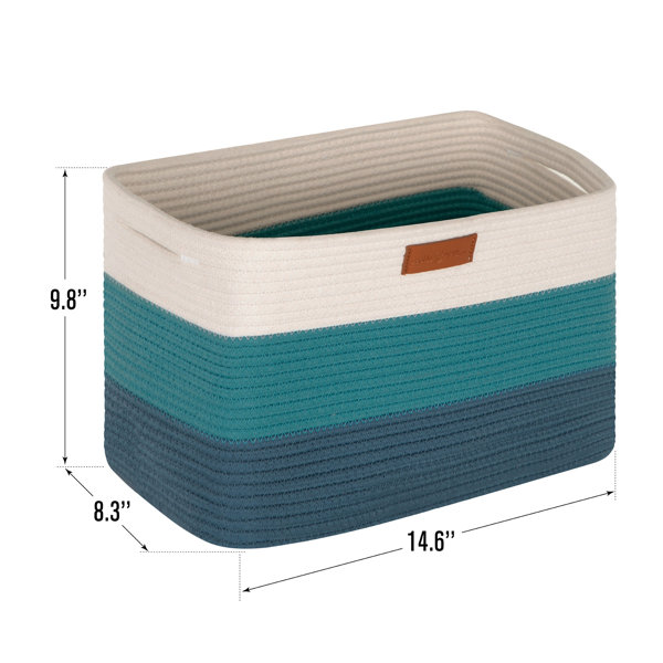 Square Cotton Rope Laundry Basket (Set of 3) Alphamarts Color: Blue/Gray