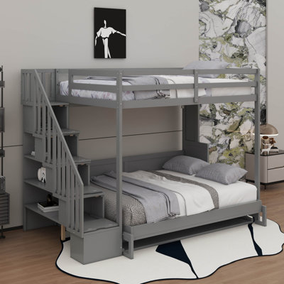 Lit escamotable en bois, lit superposé escamotable pour 2 personnes, cadre de lit pliant en bois massif avec élévateur hydraulique et conception de bureau