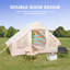 Tentes de camping gonflables avec pompe à main, tentes de glamping à l'air, tente de soufflage imperméable et coupe-vent facile à installer, tente de chalet 4 saisons Oxford avec fenêtre en filet et cheminée.-124512525
