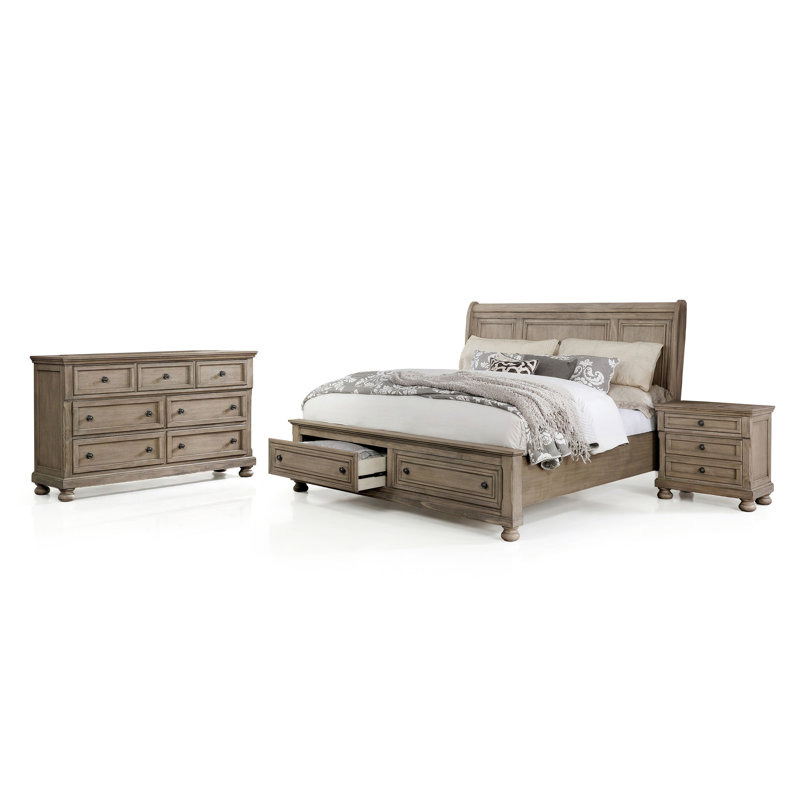 Ikko Bedroom Set, California King, 3 Pcs: Bed, Nightstand, Dresser