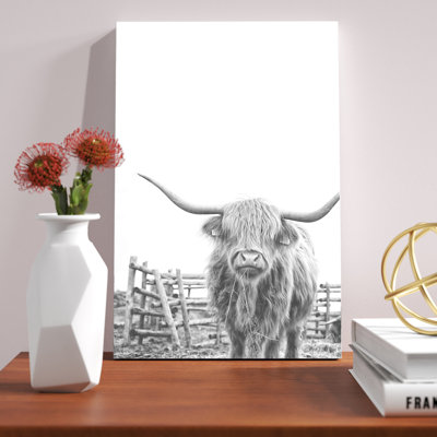Noir et blanc Highland Cow - impression