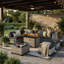 Ensemble de conversation de patio 10 pièces avec table de foyer au propane de 55 000 BTU, canapé modulaire en osier, 2 repose-pieds et table basse-1693599438