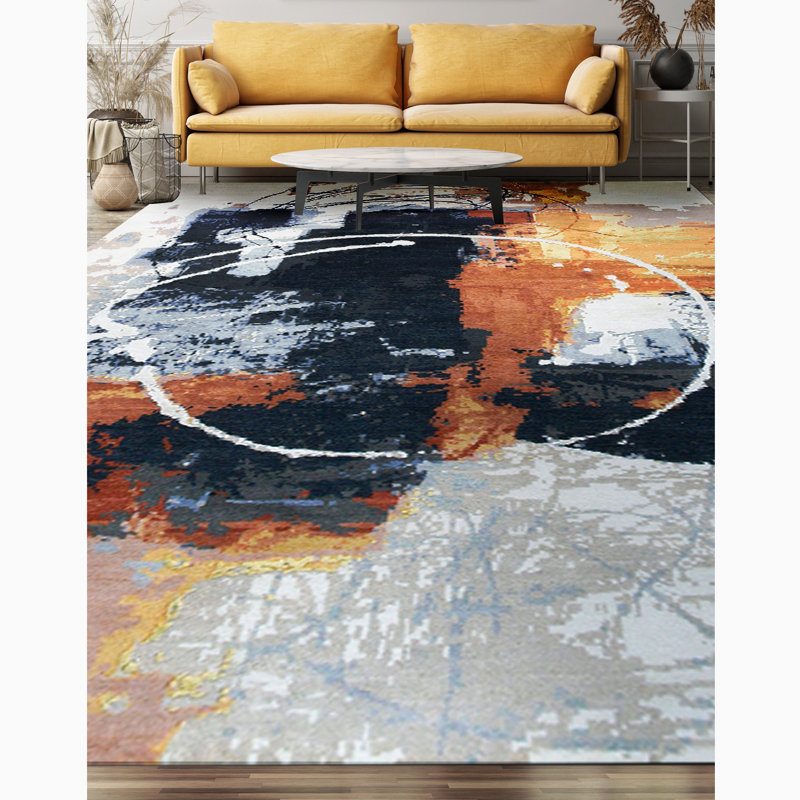 Wool Abstract Area Rug, Rectangle 5' x 8'
