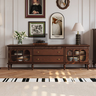 Elegant arc glass TV stand solid wood