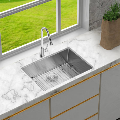 26 Inch Undermount Sink - 26"X18"X10" Undermount Stainless Steel Kitchen Sink 16 Gauge 10 Inch Deep Single Bowl Kitchen Sink Basin