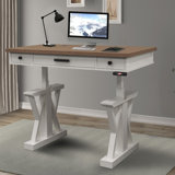 Kelsie-Mae Adjustable Solid Wood Top Writing Desk with Power Outlet