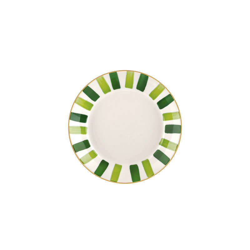 Assiette plate Abiageal, Vert/blanc