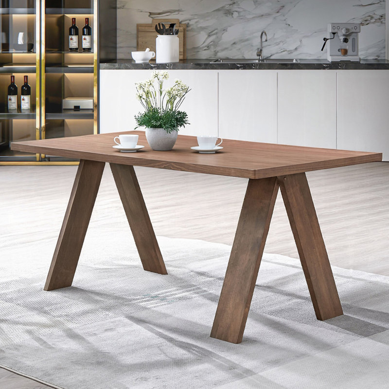 Rectangular Wooden Dining Table In Walnut Finish
