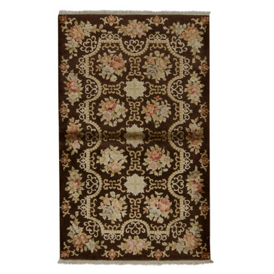 High-Quality Hand-Knotted Brown Area Rug