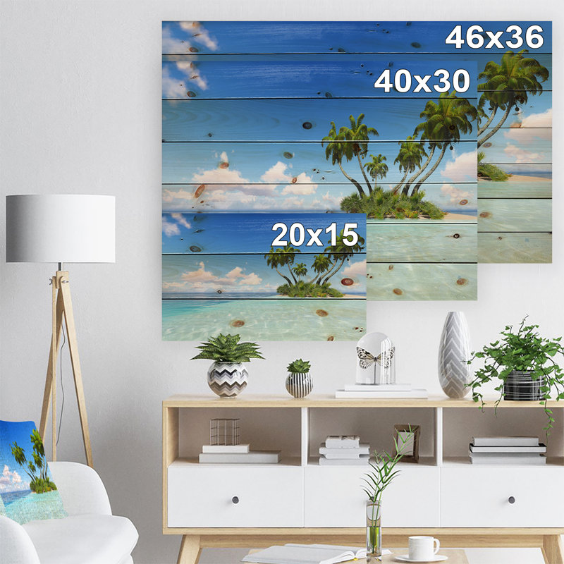 Photographie de paysage marin «Corals Island Under Blue Sky», H 30 po x l 40 po x P 0,78 po, Bois