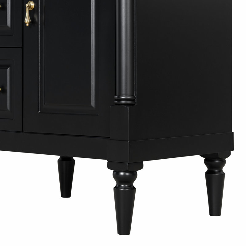Meuble-lavabo de salle de bain avec lavabo, armoire de salle de bain autoportante avec tiroir rabattable, tablette réglable