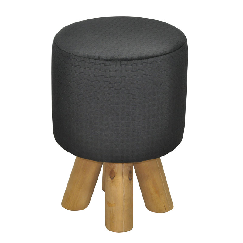 Kivi Solid Wood Accent Stool, Black