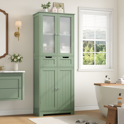 Hunsberger 23.6'' W x 67'' H x 11.8'' D Linen Cabinet with 2 Drawers