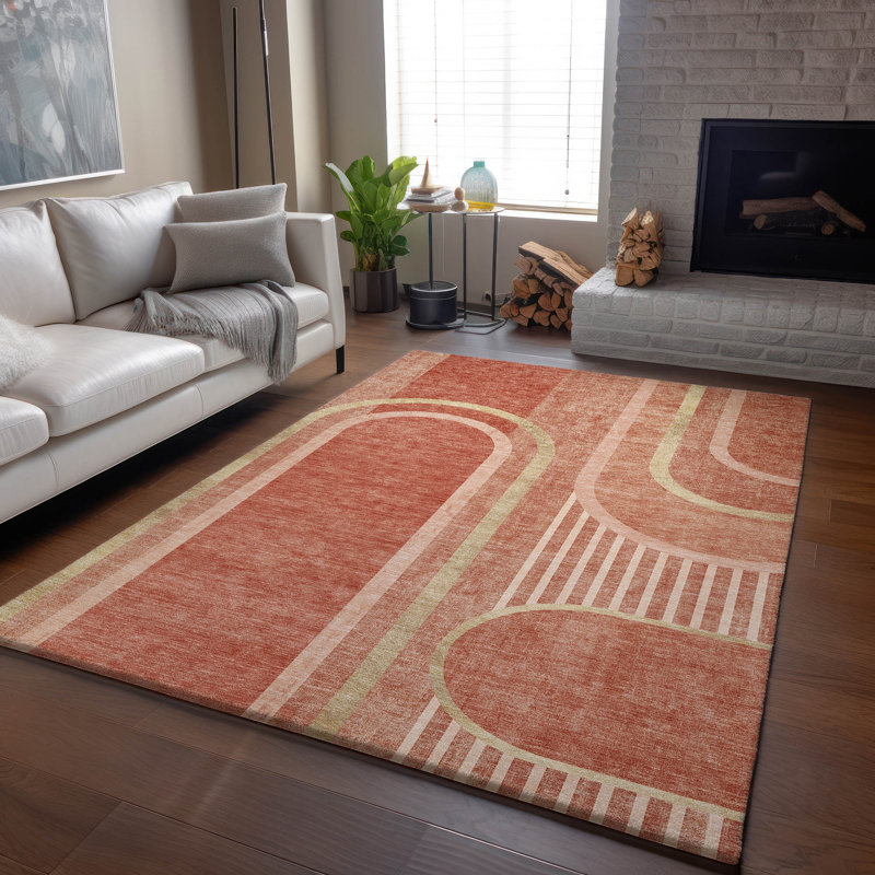 Tapis saumon Cerrito AMF532 lavable à la machine de qualité supérieure, Rectangle 10 pi x 14 pi