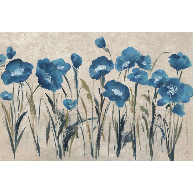 « blue florals », reproduction de peinture à l’acrylique sur toile tendue, H 8 po x l 12 po x P 1,5 po