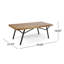 Table basse d'extérieur rectangulaire en bois d'acacia avec pieds en fer noir, centre de table en teck