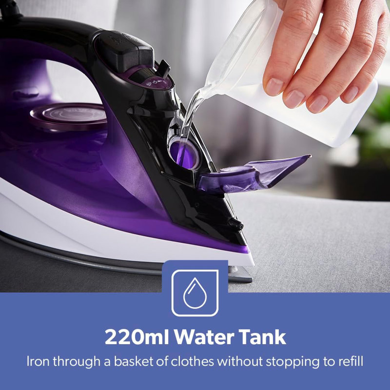 Geepas 2400W Steam Iron – 2 in 1 Dry & Wet Steam Iron - Adjustable Temperature Control, Ceramic Soleplate - Dry/Steam/Burst of Steam/Vertical Steam Function, 150g Steam Boost - 2 Years Warranty