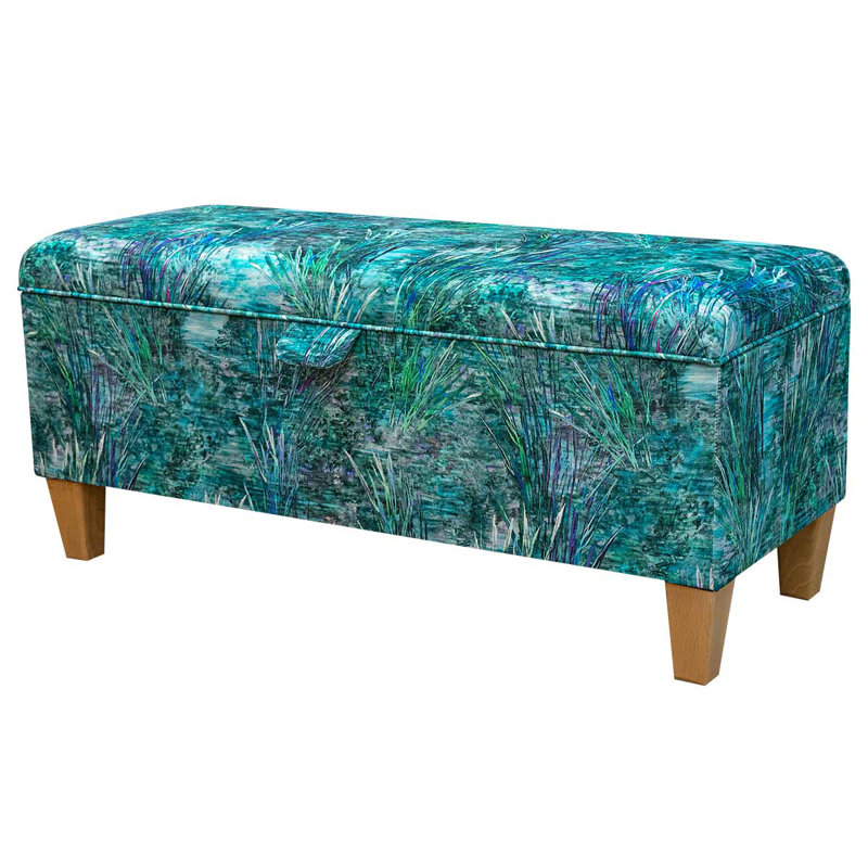 100cm Storage Bench, Green Floral