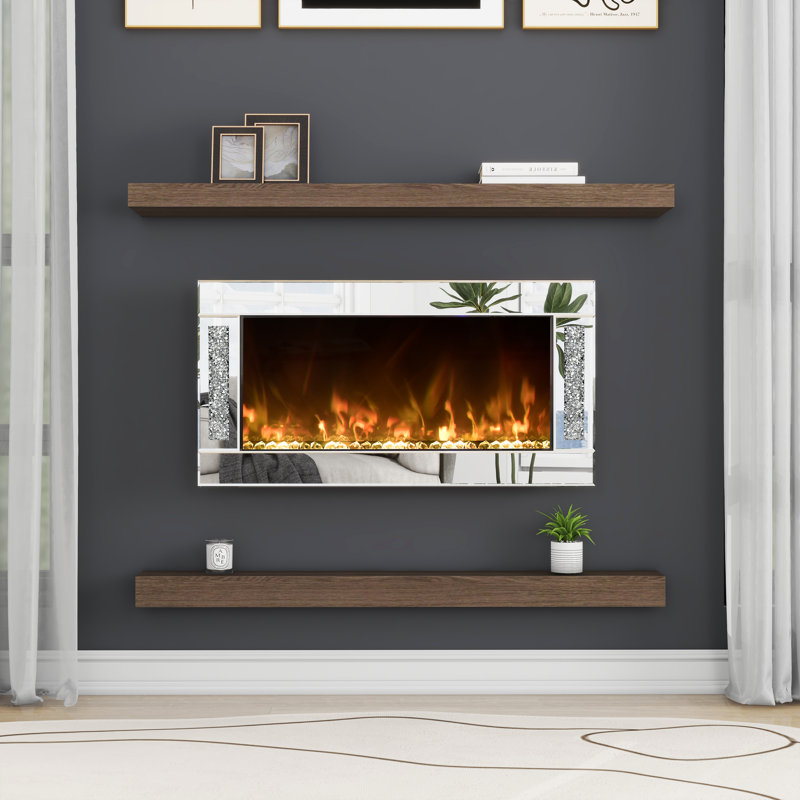Shellenbarger Symple Stuff 5.39 " W Silver Electric Fireplace with BTU 5300