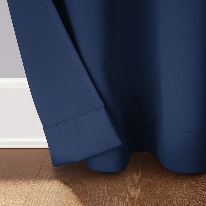 Aspire Homeware Polyester Room Darkening Pencil Pleat Single Panel Curtain for Noise Reduction and Light Blocking, Navy