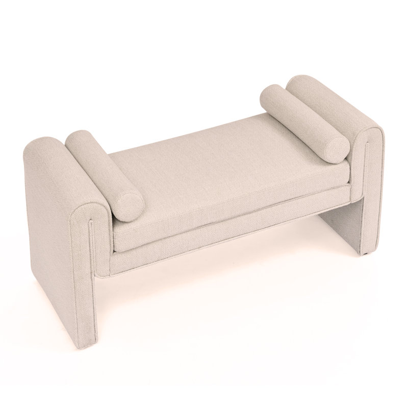 Tabouret de rangement polyvalent en lin pour chambre à coucher avec grande capacité, Blanc