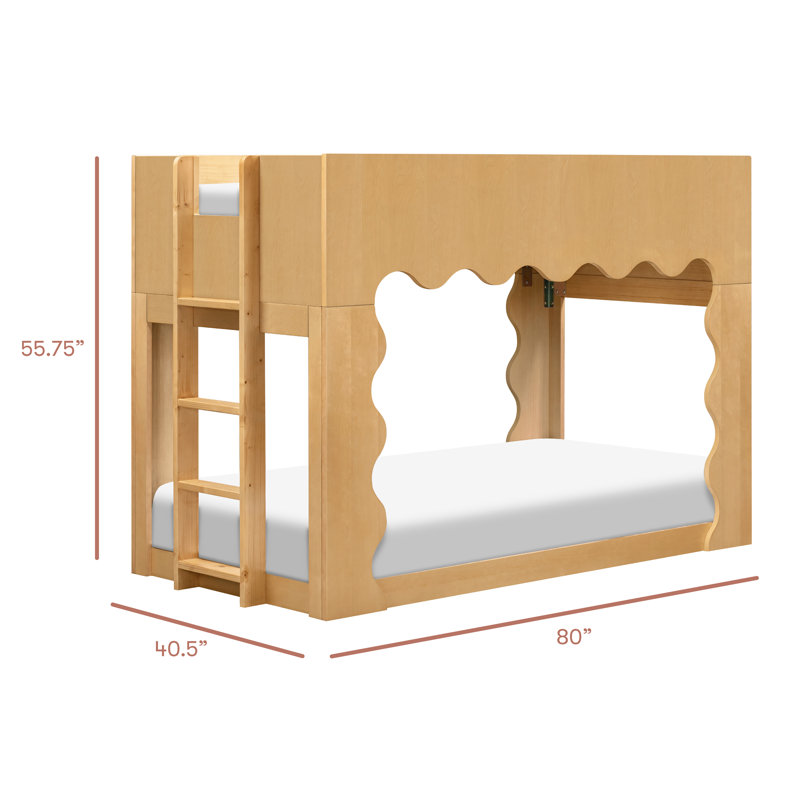 Lido Wave Convertible Low Loft Twin Bed, Honey