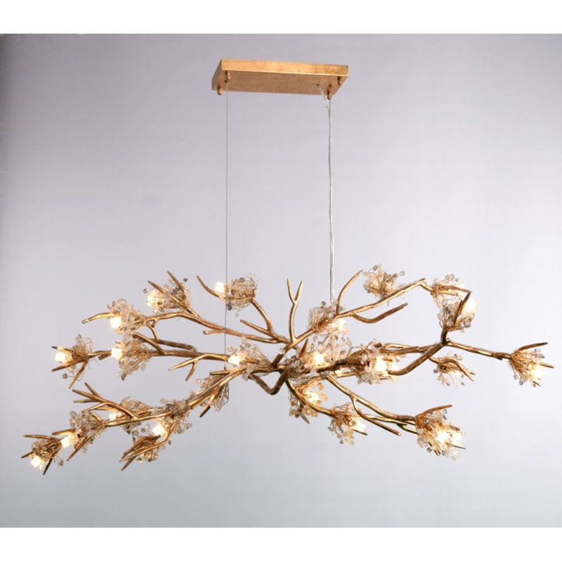 Lustre linéaire léger de style Brandolini, Bronze brillant, Transparent, 142” Wide x 38” Depth x 28” Height