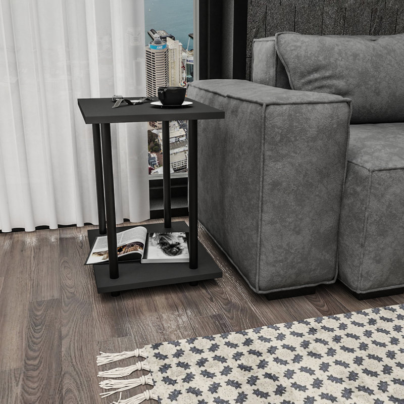 Table de bout en bois manufacturé, Noir, Anthracite