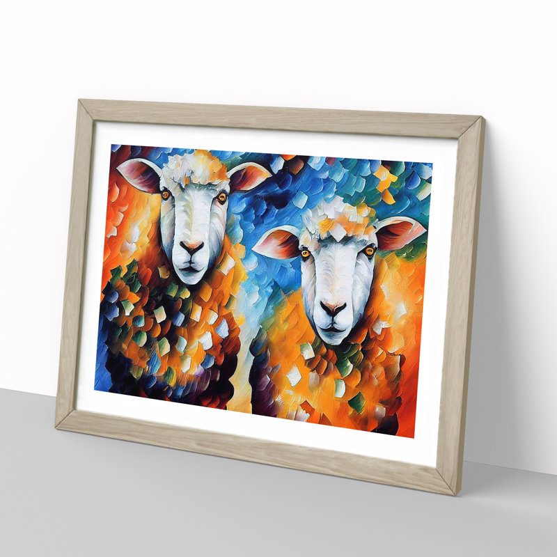 Sheep Vol.3 Abstract - Framed Print, 46cm H x 64cm W x 2cm D, Oak