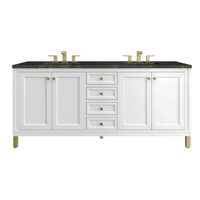 Chicago 72'' W Double Vanity, Glossy White, Phantome Eclos, 8" Widespread