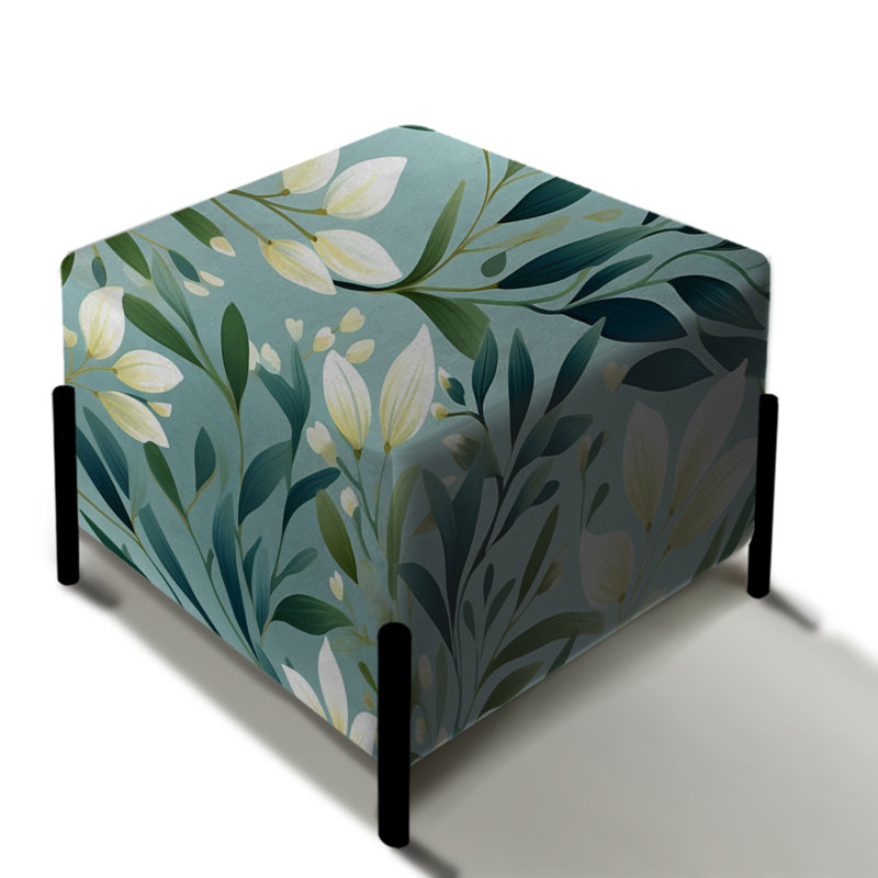 Oceanic Foliage Botanical Pattern I - Tropical Square Ottoman
