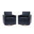 Modern Upholstered Navy Faux Leather Square Swivel Armchair with Matel Base (Set of 2)-881606334