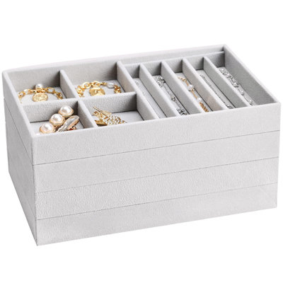 Stackable Jewelry Organizer Trays For Drawers, Jewelry Drawer Inserts Container Display Case Storage