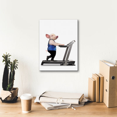  «Pig On Treadmill» par John Hovenstine, art mural sur toile, 12 po x 16 po