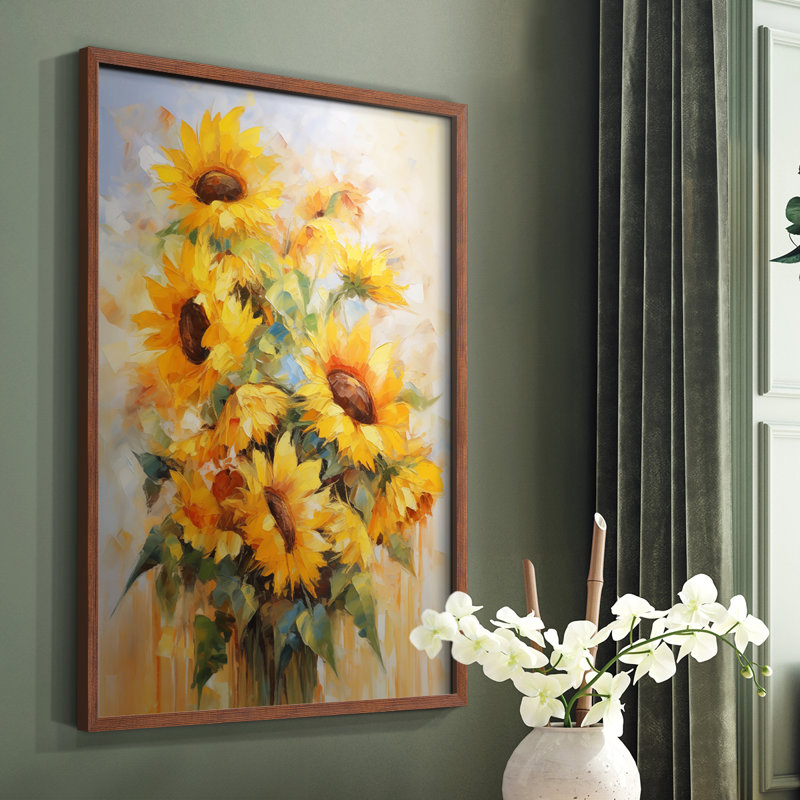 Série FLORAL CDLXV - reproduction encadrée de qualité supérieure - prête à être accrochée - aucun clou requis, Noyer