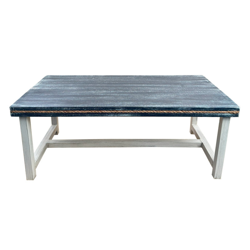 IRON RECTANGLE COFFEE TABLE WITH ROPE INLAY