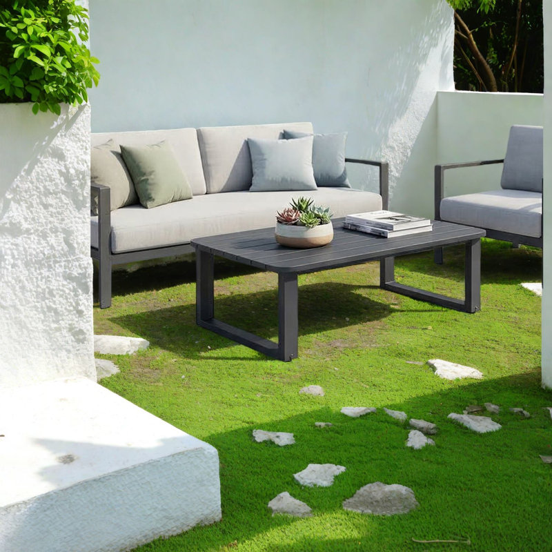 Tables de patio durables, en aluminium 47,24 po x 25,19 po, pour l'extérieur moderne