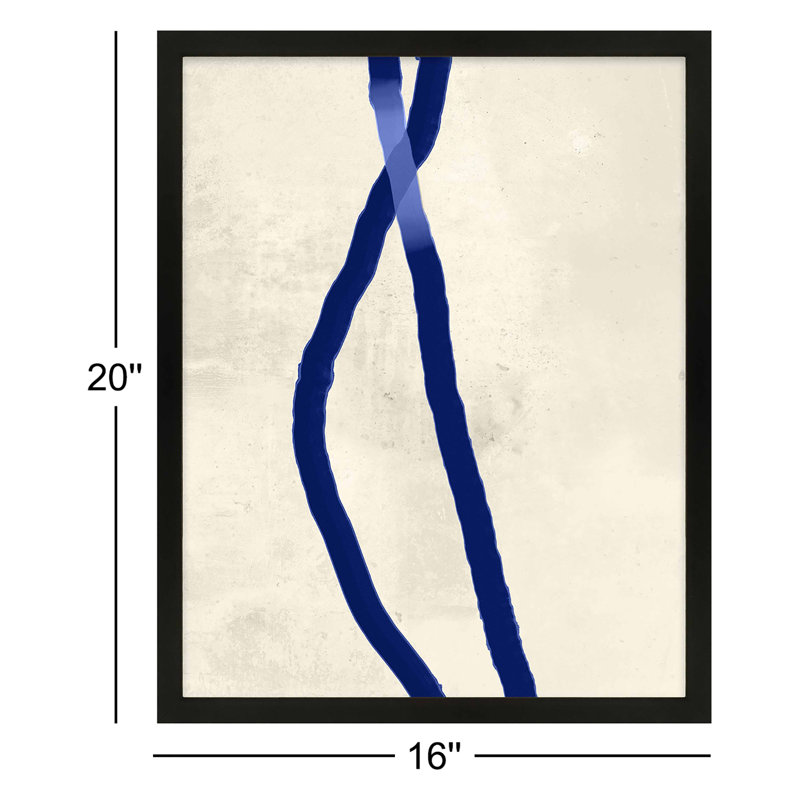Blue Rope 2 Painting by Jacques Pilon, Black Framed, 20" H x 16" W x 1.25" D