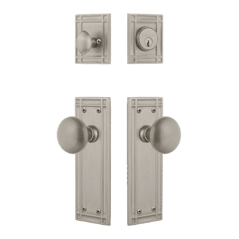 Ensemble d'entrée de mission Nostalgic Warehouse avec bouton New York, Nickel satiné, 2.375