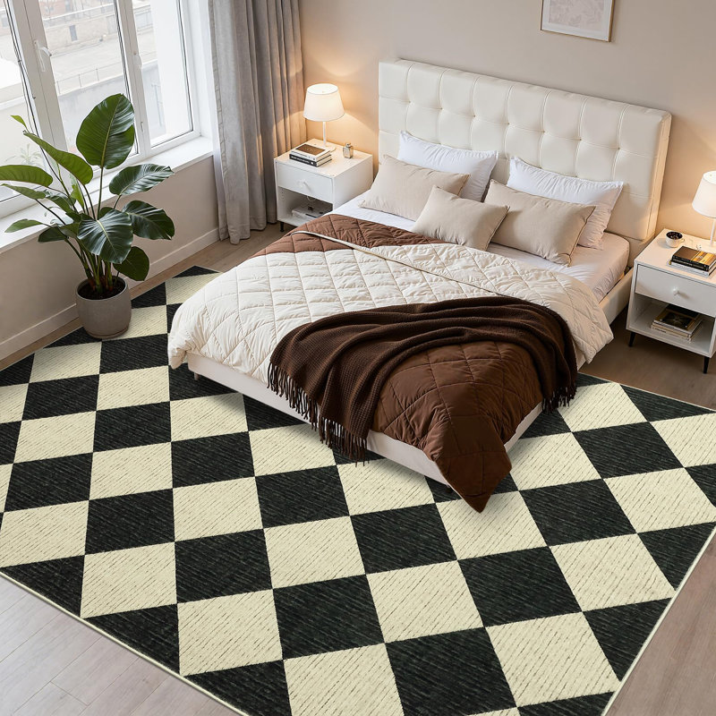 Rectangle Geometric Area Rug, Black coffee, 60*230cm