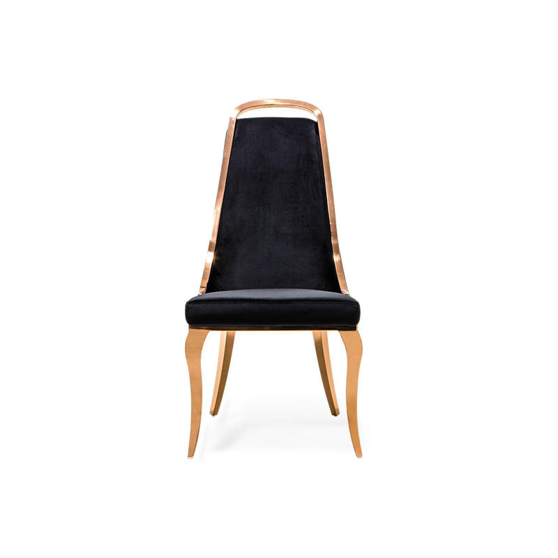 Chaise d'appoint en velours Oreana, Noir, Or rose