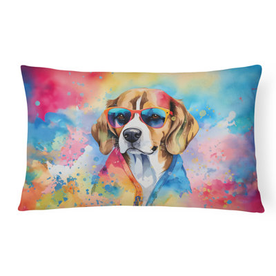 Beagle Hippie Dawg Fabric Decorative Pillow